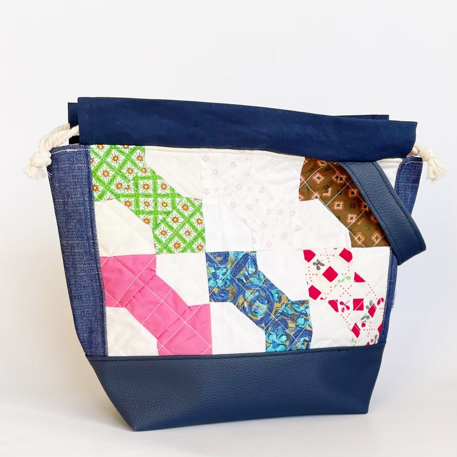 Large Drawstring Project Bag - Patchwork Quilt
