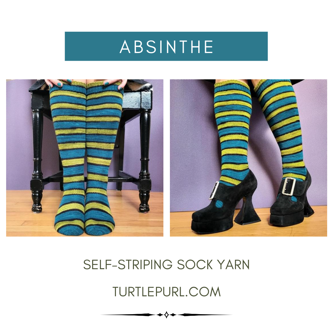 Absinthe With Heel and Toe Skein - Merino Sock Yarn