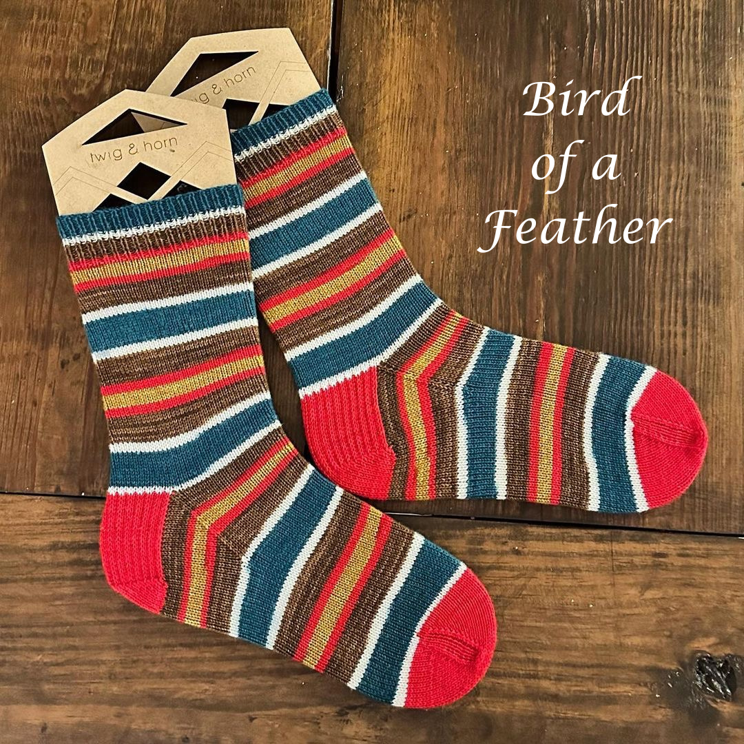 Bird of a Feather With Heel and Toe - Merino DK Sock Yarn