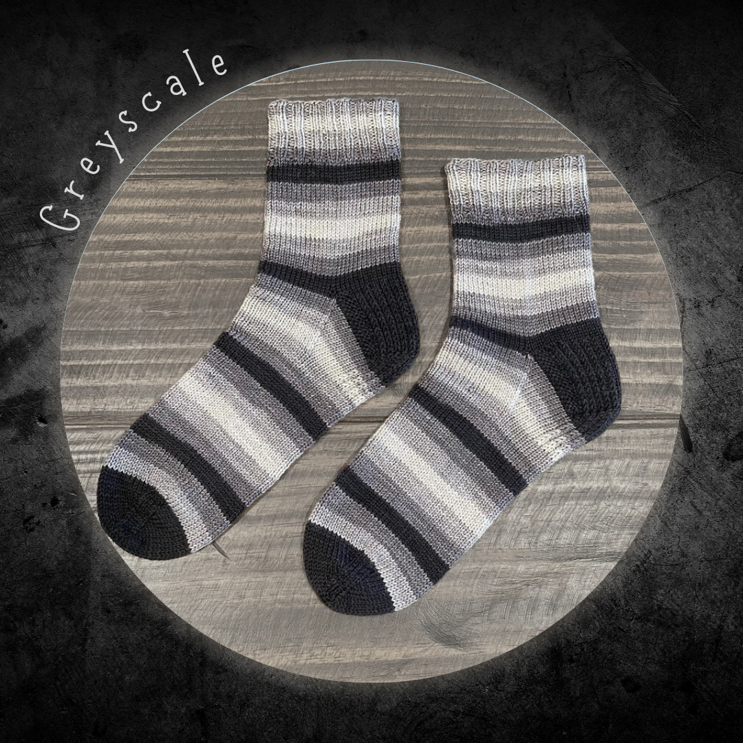 Greyscale With Heel and Toe - Merino Sock Yarn