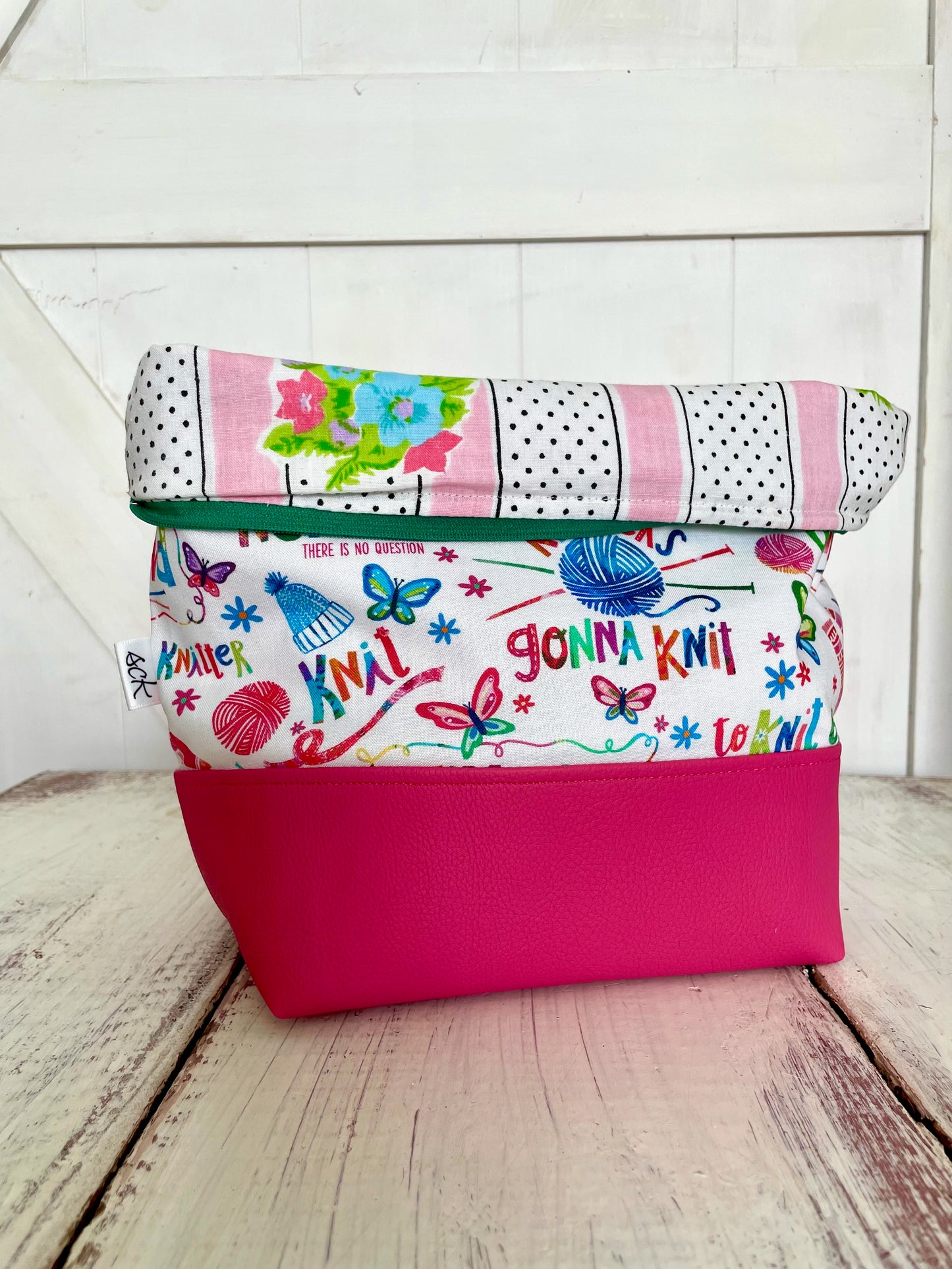 Large Zippered Project Bag - Happy Knitter