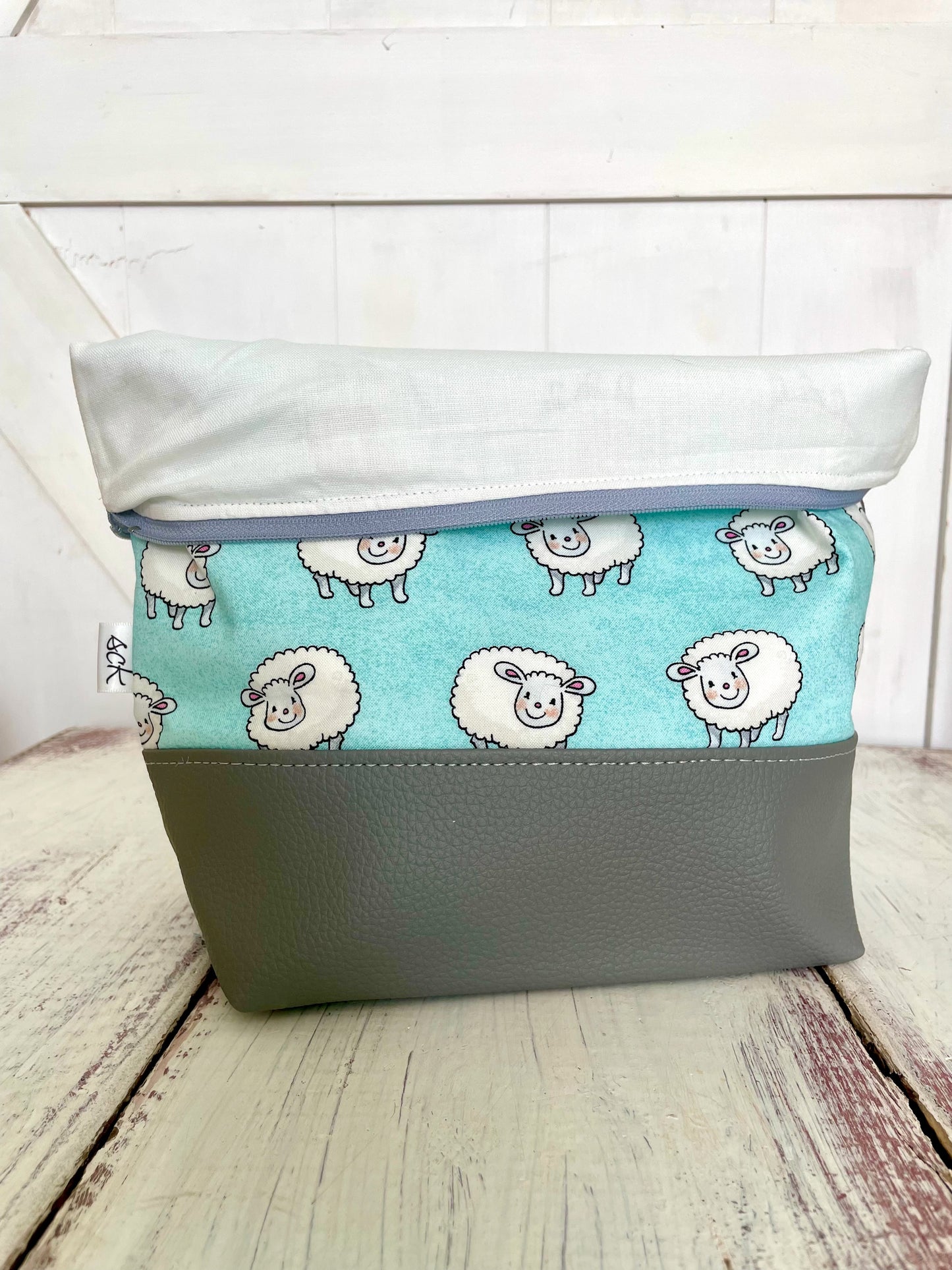 Large Zippered Project Bag - Happy Sheep