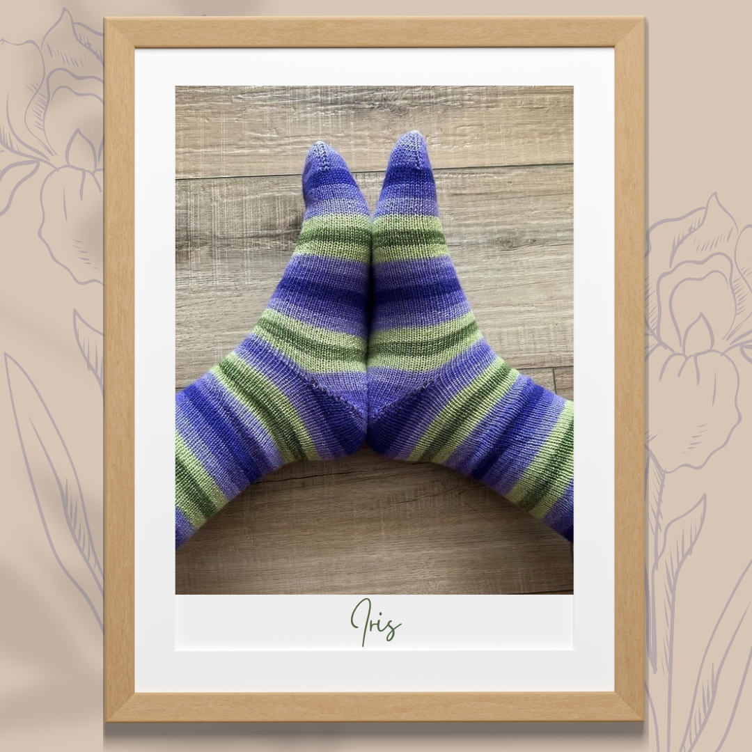 Iris With Heel and Toe - Merino Sock Yarn