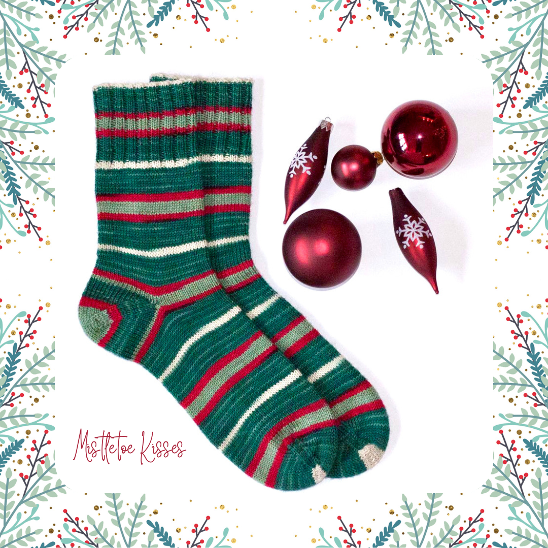 Mistletoe Kisses With Heel and Toe - Merino Sock Yarn - Ship by Nov 10th