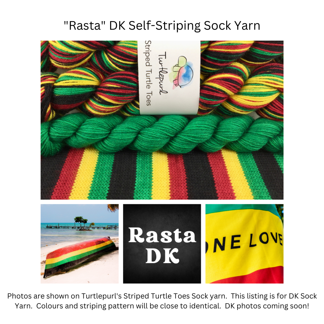 Rasta With Heel and Toe - Merino DK Sock Yarn - Ship by May 9th