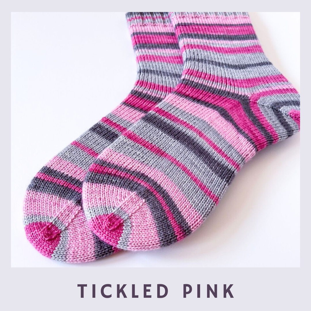 Tickled Pink With Heel and Toe - Merino Sock Yarn - Ship by May 2nd