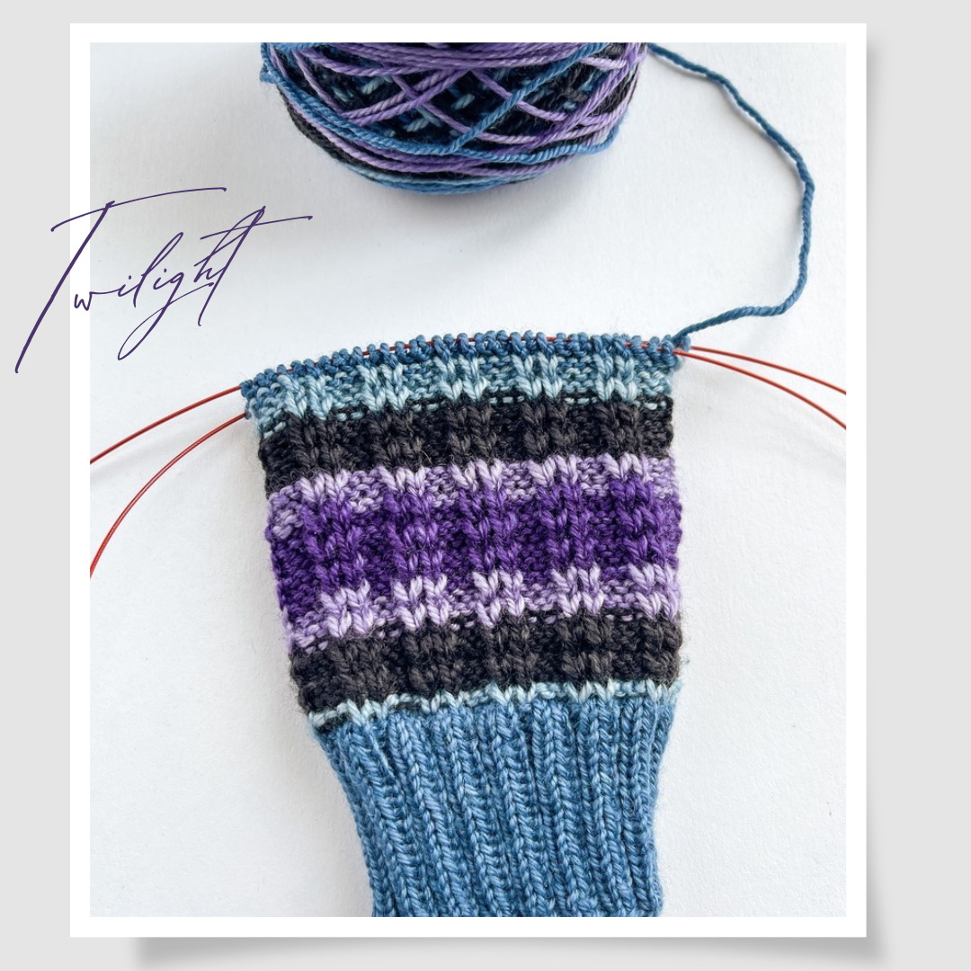 Twilight With Heel and Toe - Merino Sock Yarn