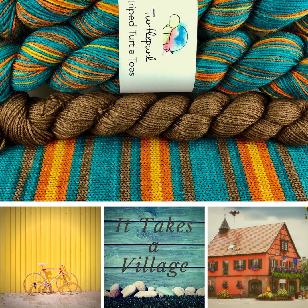 It takes a village self-striping sock yarn