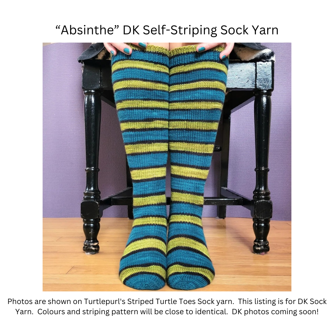 Absinthe self-striping sock yarn
