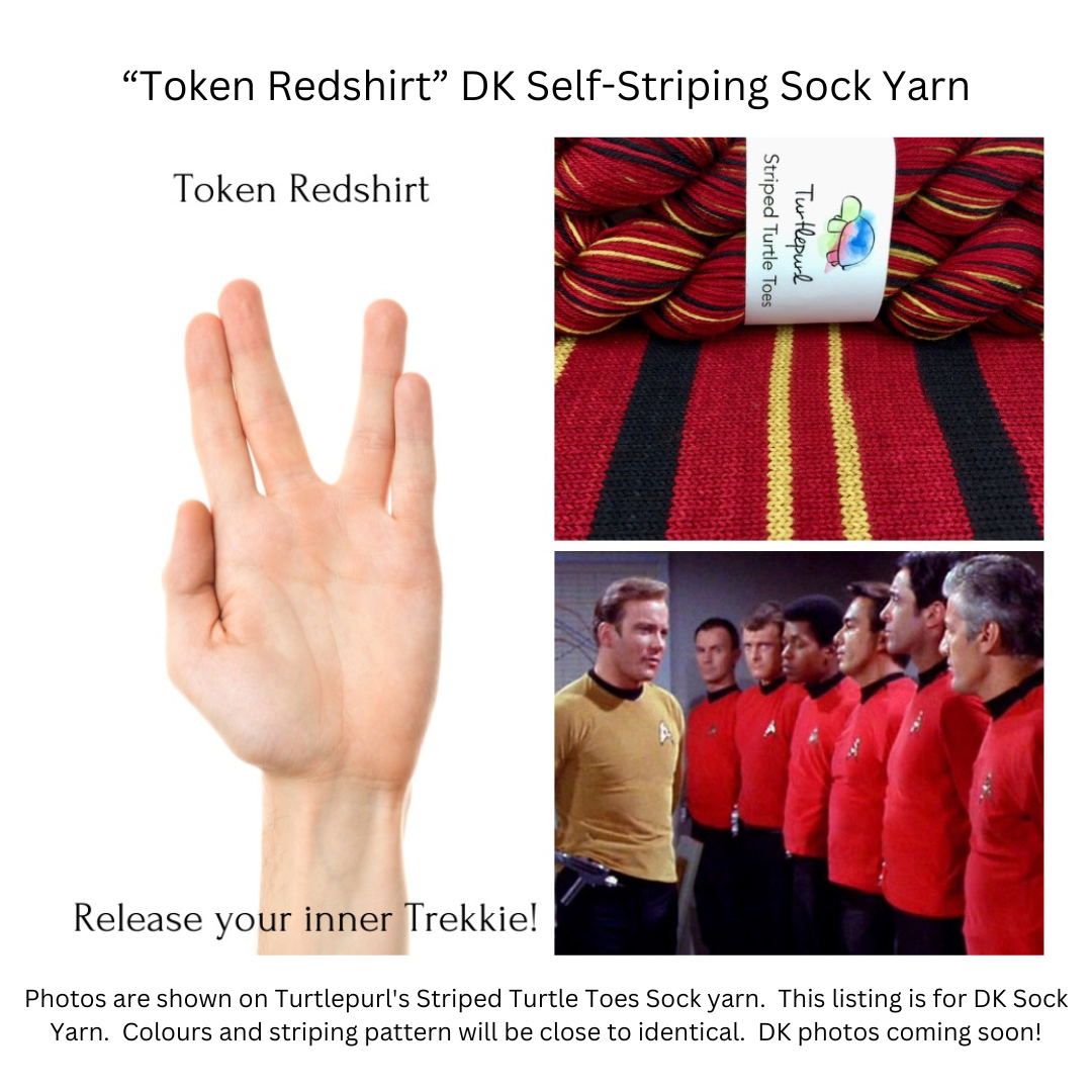 Token redshirt self-striping sock yarn