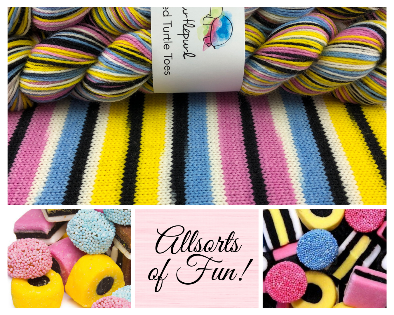 Allsorts Hand-dyed self-striping yarn for socks