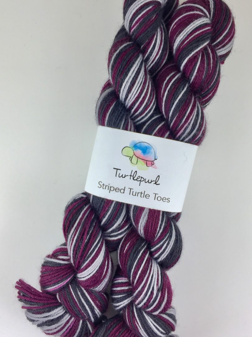 Gothic plum self-striping sock yarn