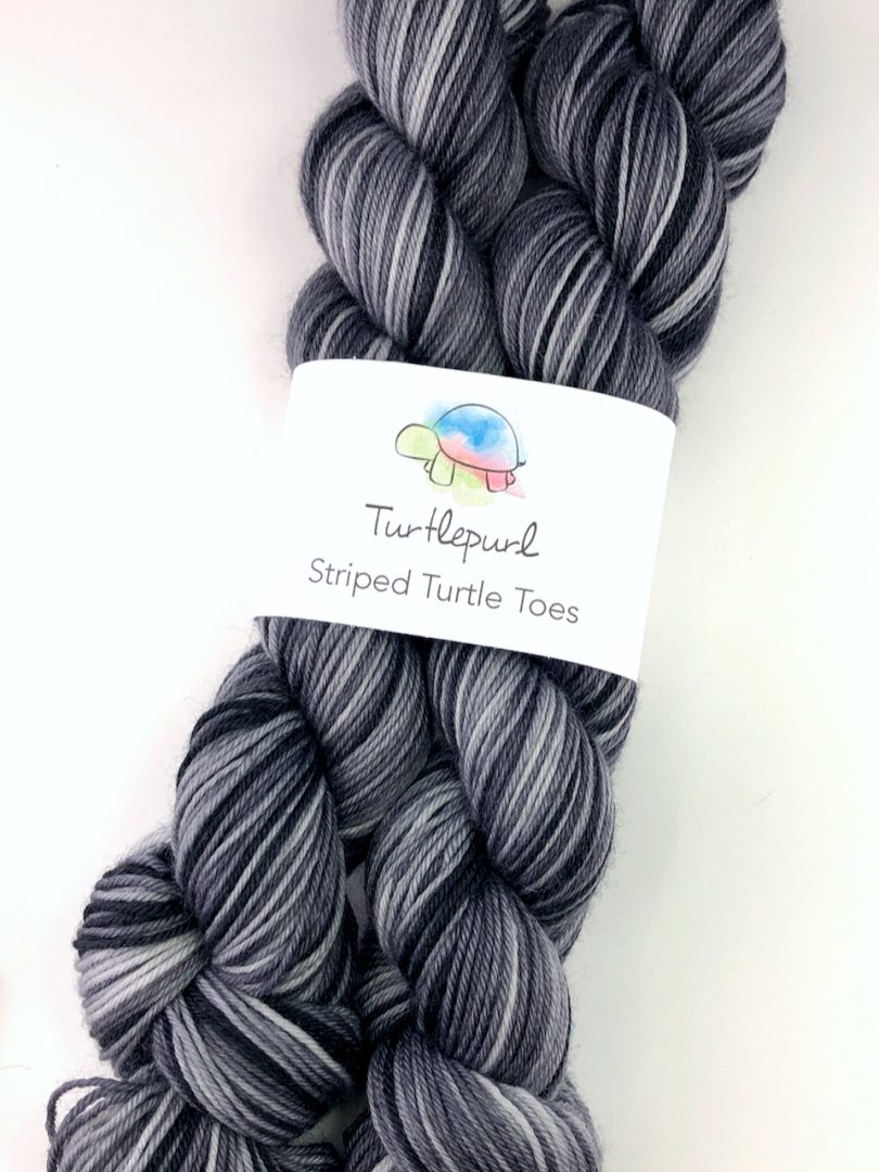 Greyscale self-striping sock yarn