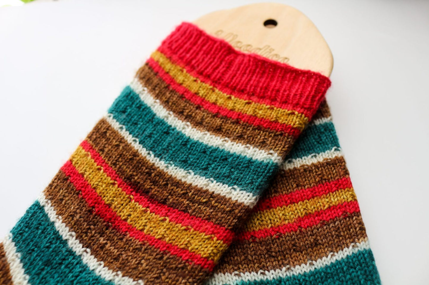 Self-striping sock yarn knitting project