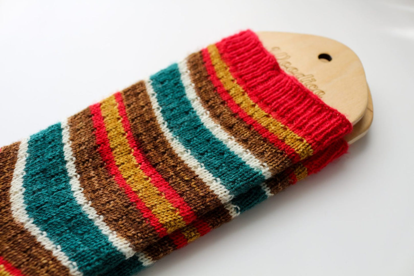 Self-striping sock yarn knitting project