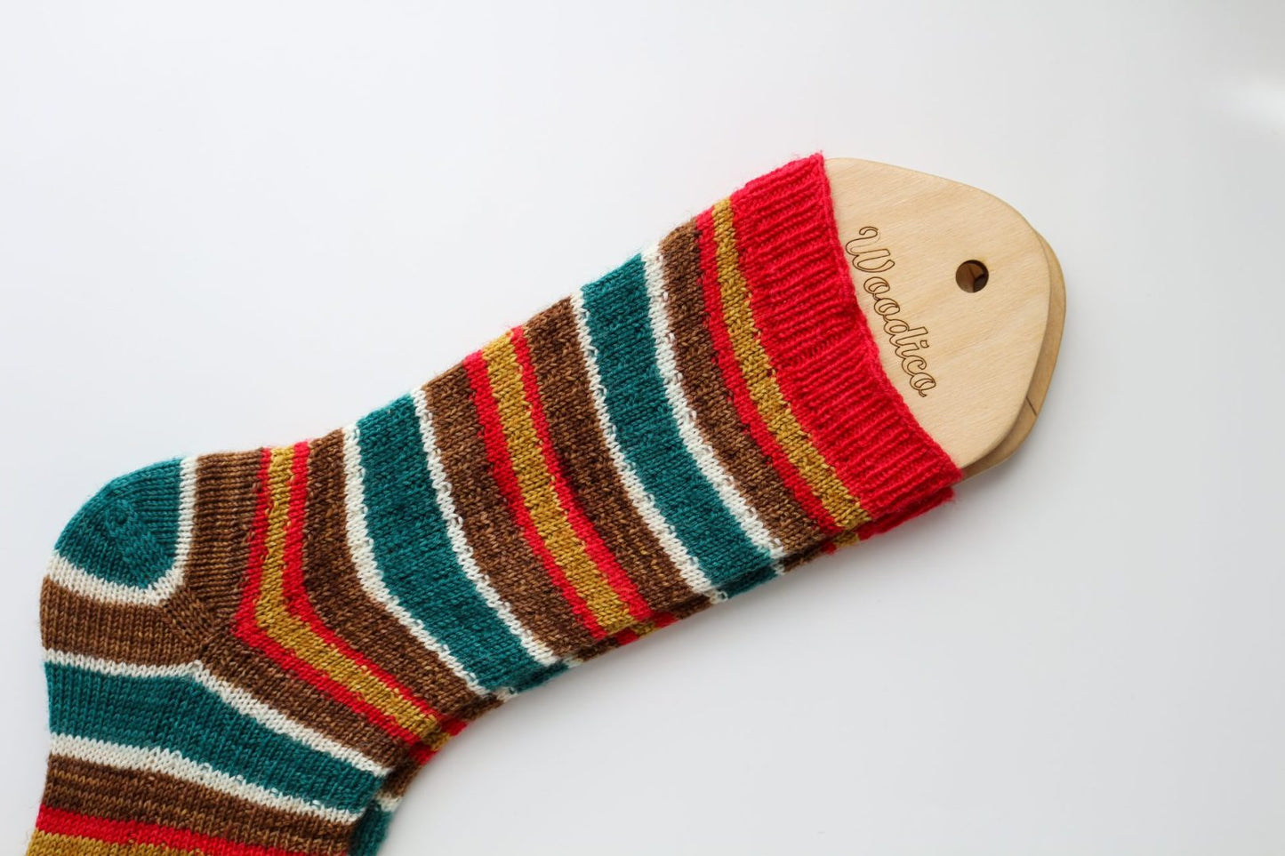 Self-striping sock yarn knitting project