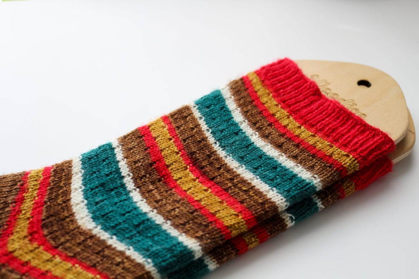 Self-striping sock yarn knitting project