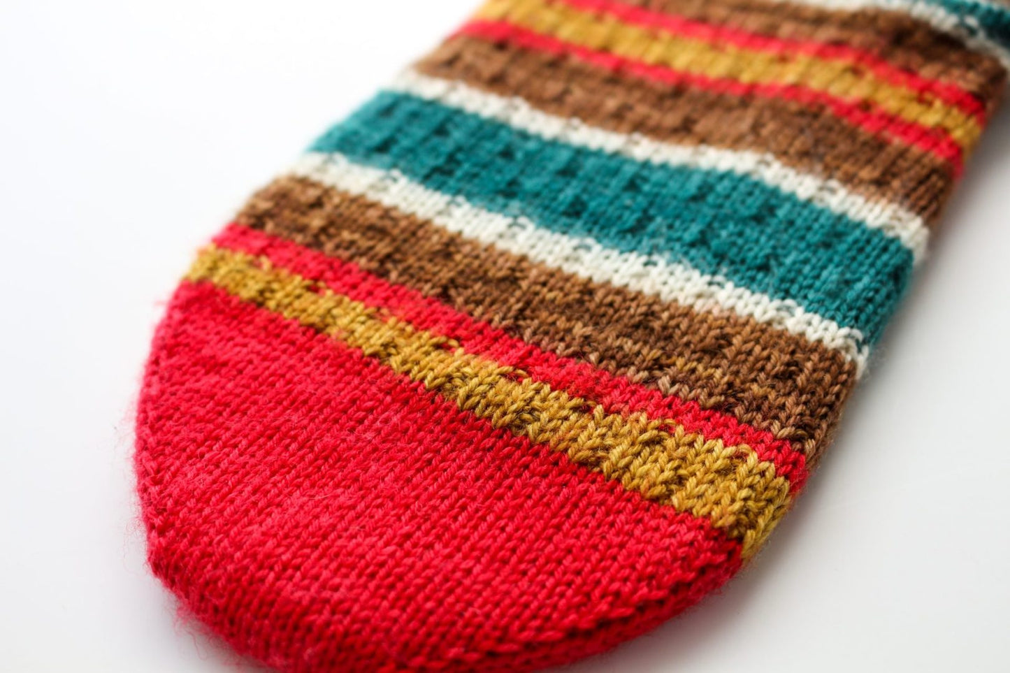 Self-striping sock yarn knitting project