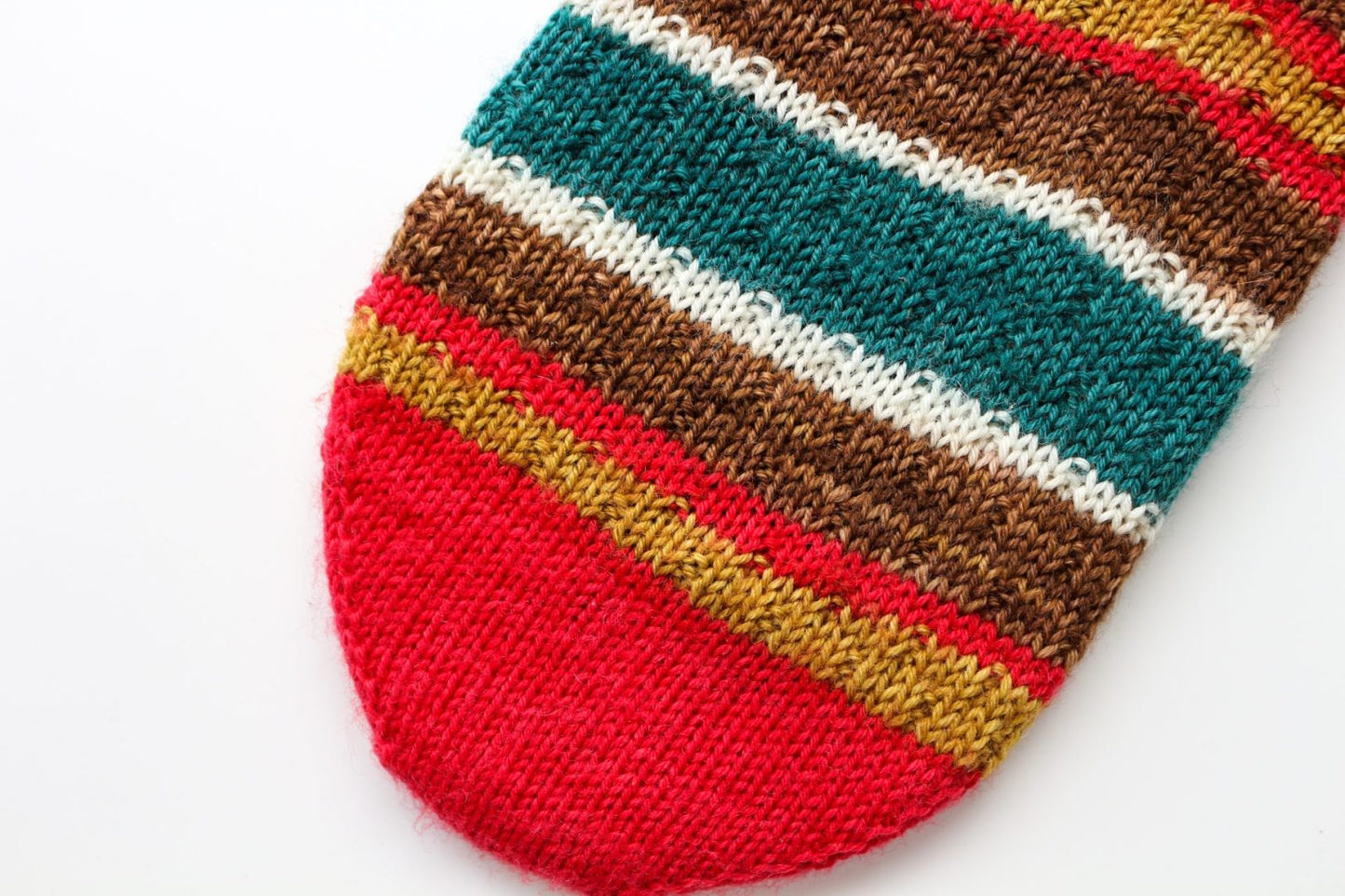 Self-striping sock yarn knitting project