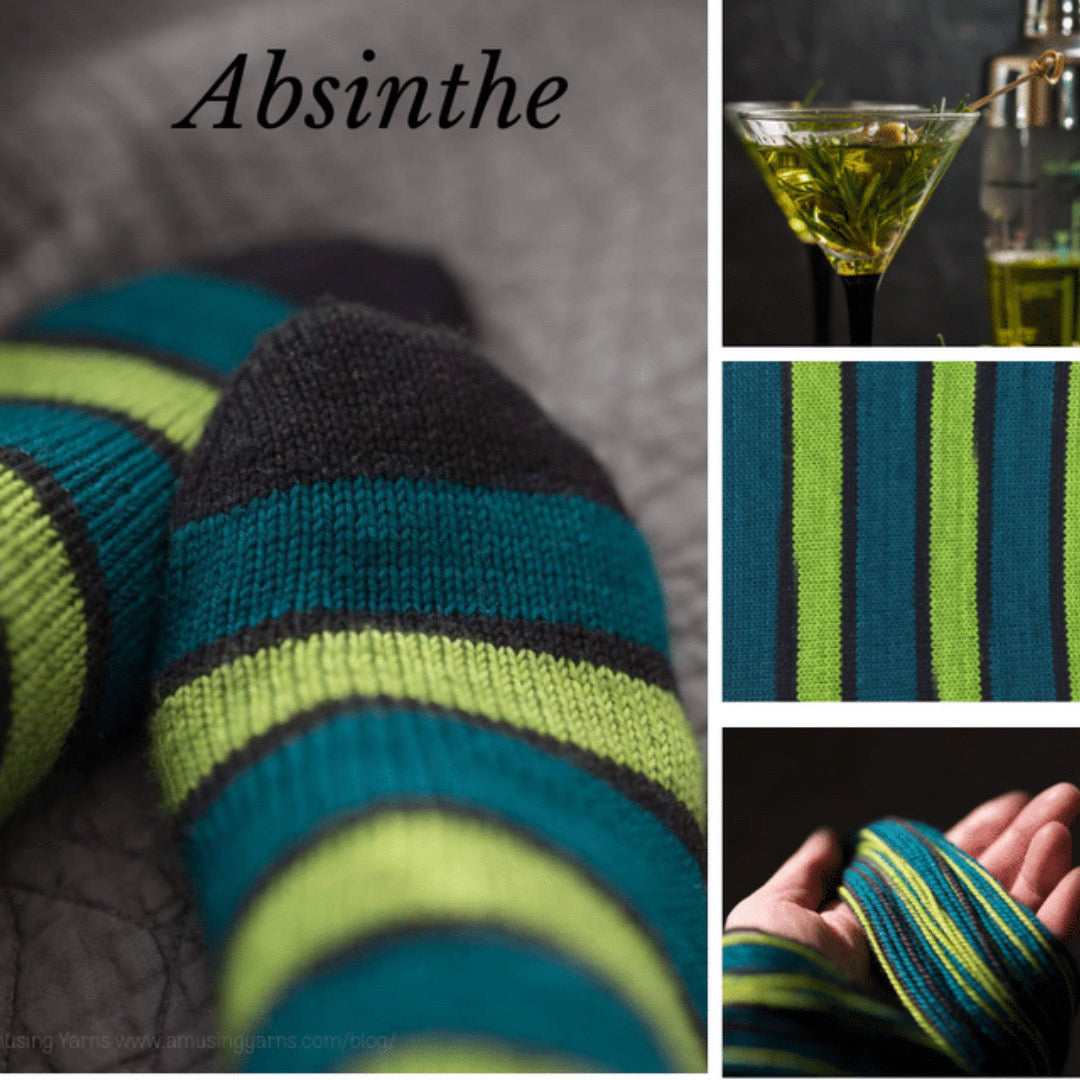 Absinthe self-striping sock yarn
