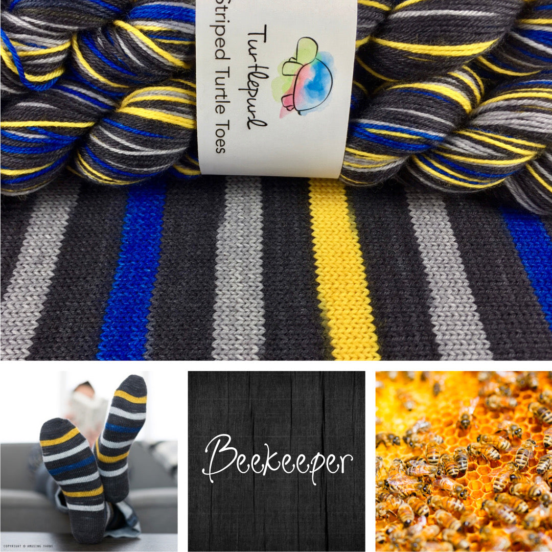 Beekeeper self-striping sock yarn