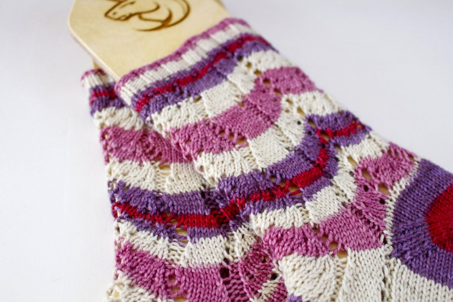 Self-striping yarn finished socks