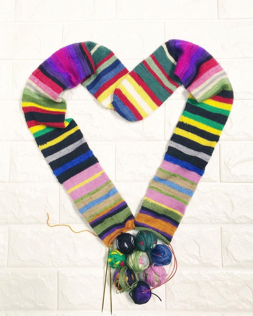 mini skeins of self-striping yarn