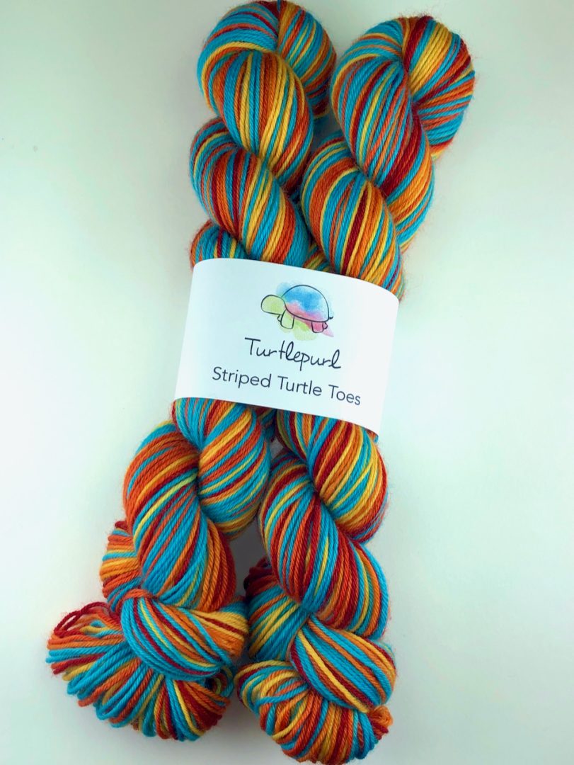 On the beach self-striping sock yarn