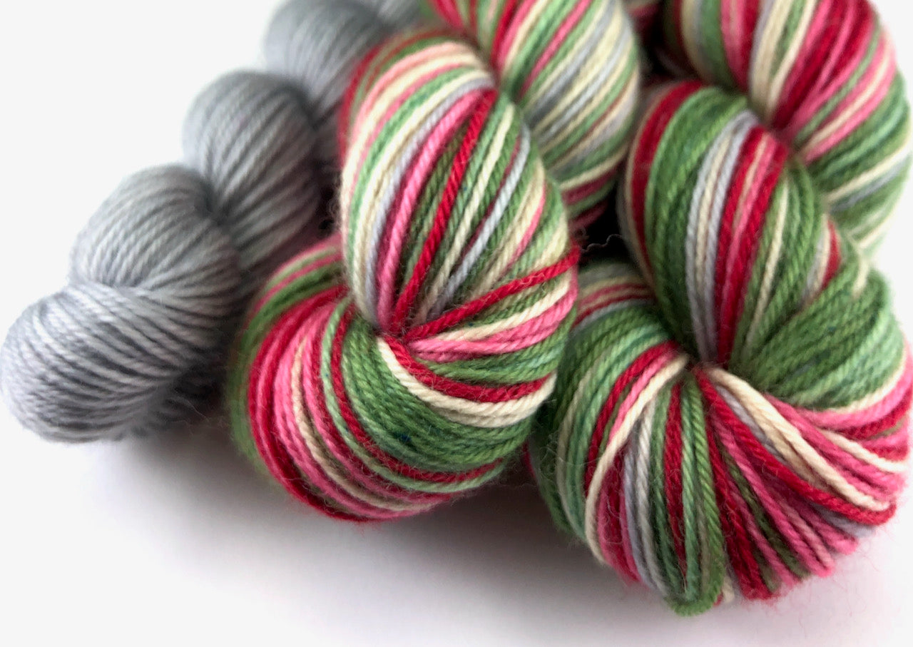 Sugar plum waltz self-striping sock yarn