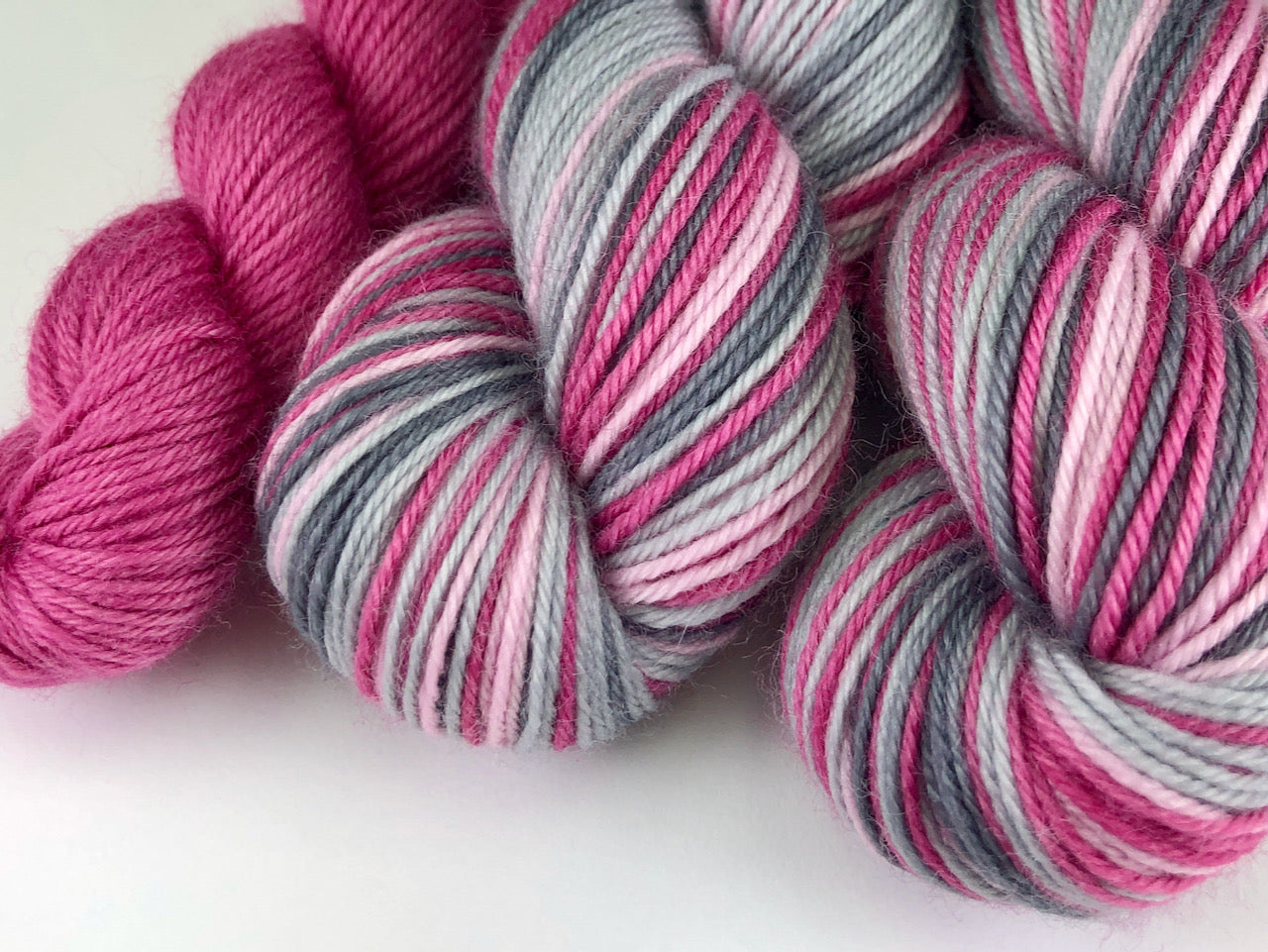 Tickled pink self-striping sock yarn