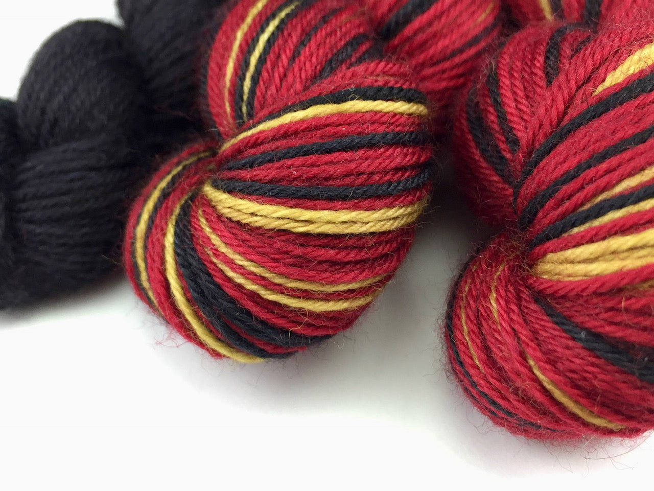 Token redshirt self-striping sock yarn