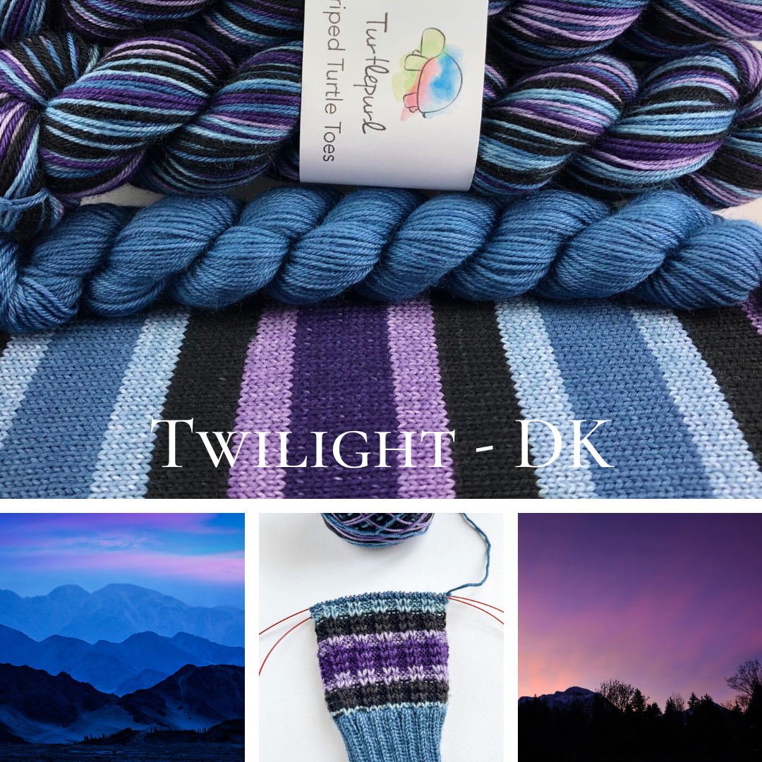 Twilight With Heel and Toe - Merino DK Sock Yarn