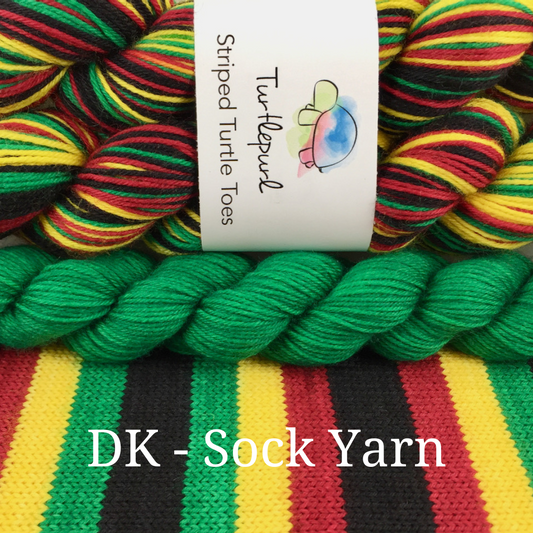 Rasta With Heel and Toe - Merino DK Sock Yarn - Ship by May 9th