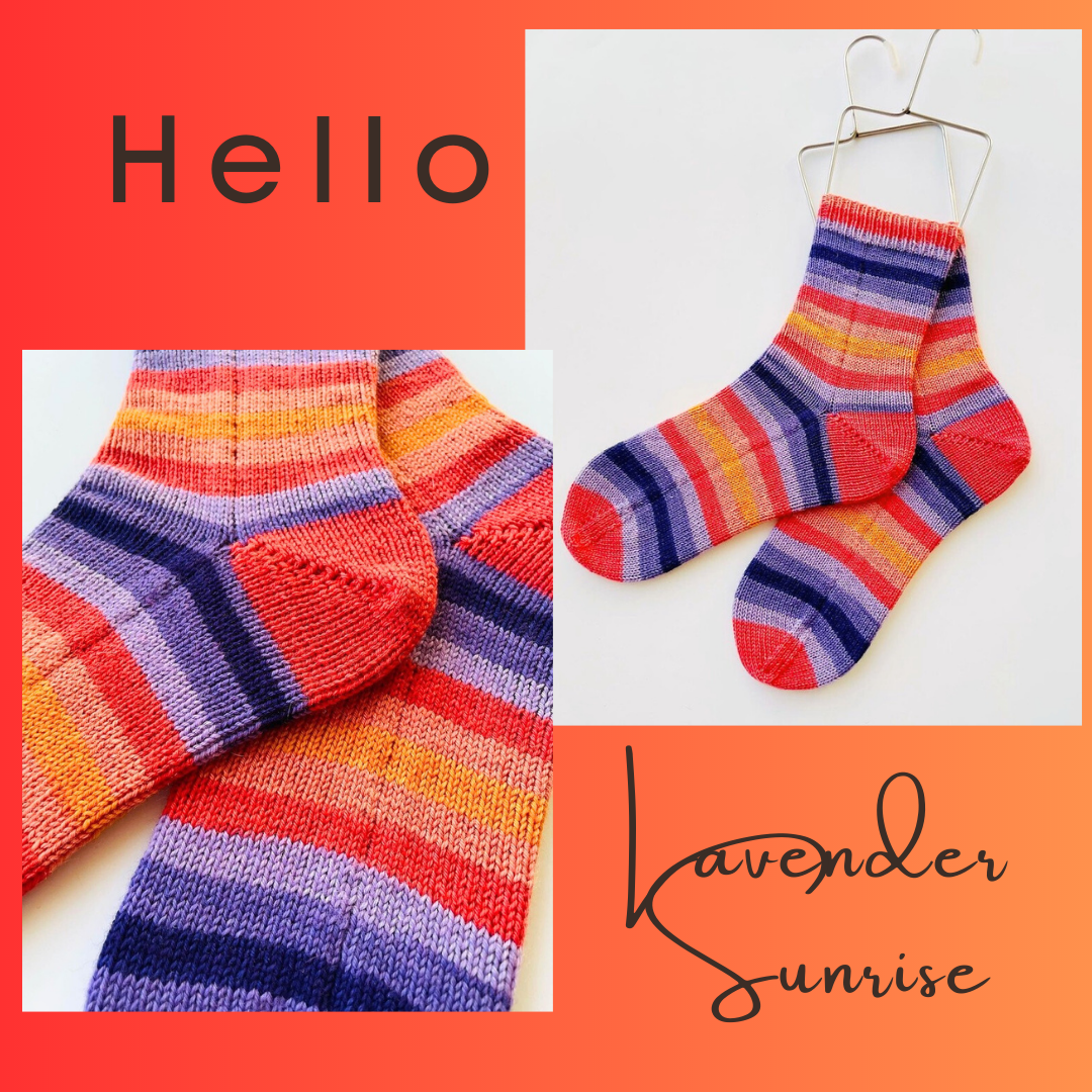 Lavender Sunrise With Heel and Toe - Merino Sock Yarn
