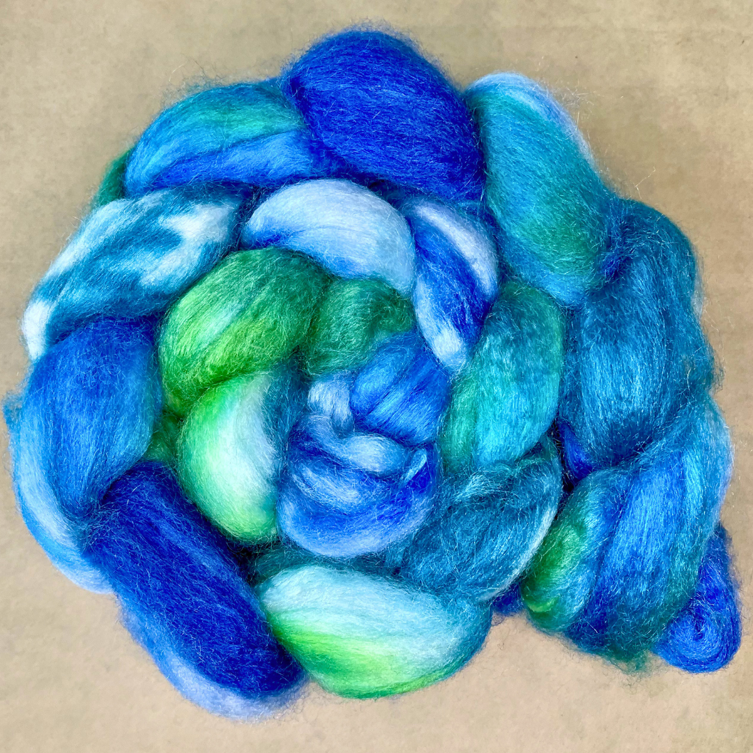 Seabreeze Swirl - Superwash Merino/Silk Wool Roving