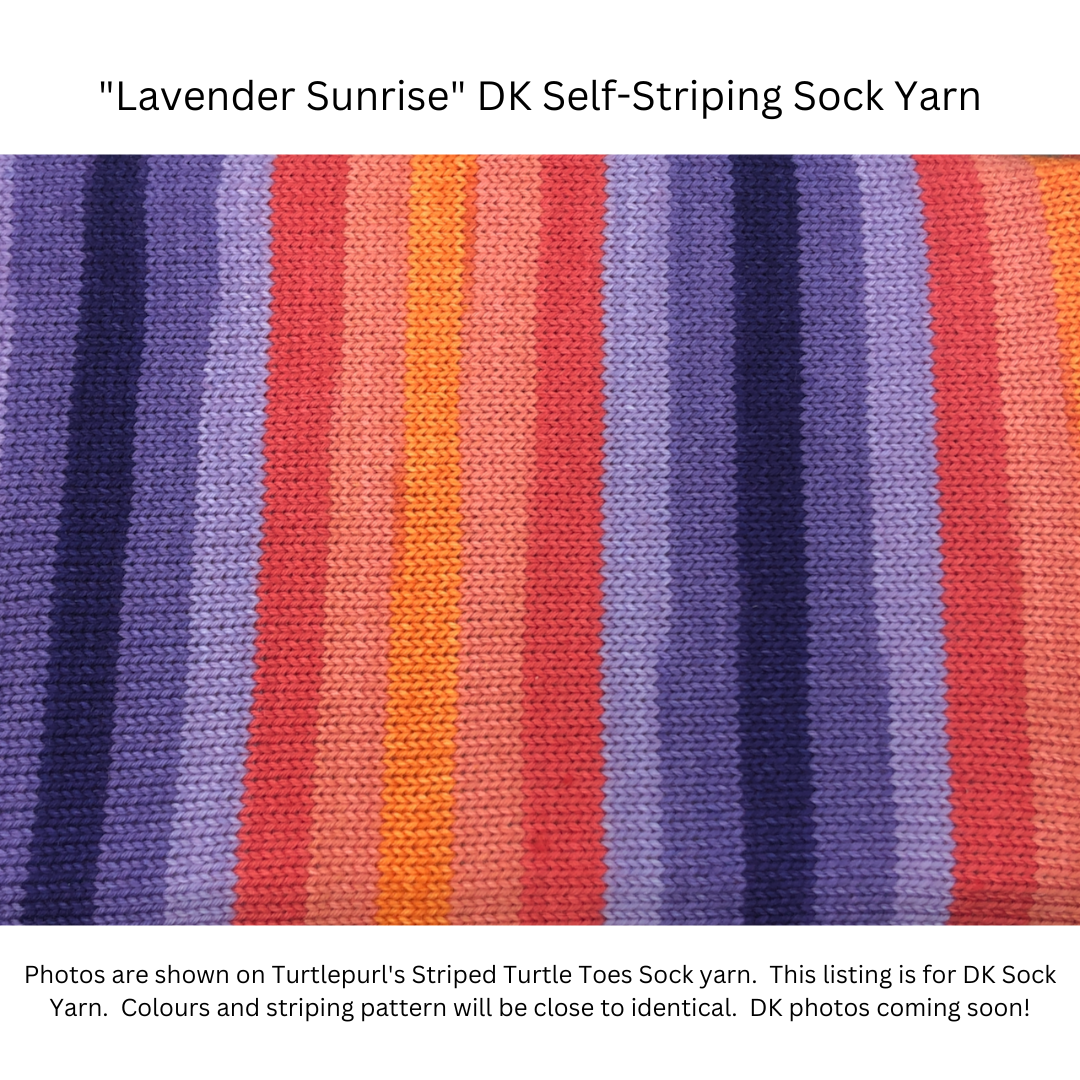 Lavendar sunrise self-striping sock yarn