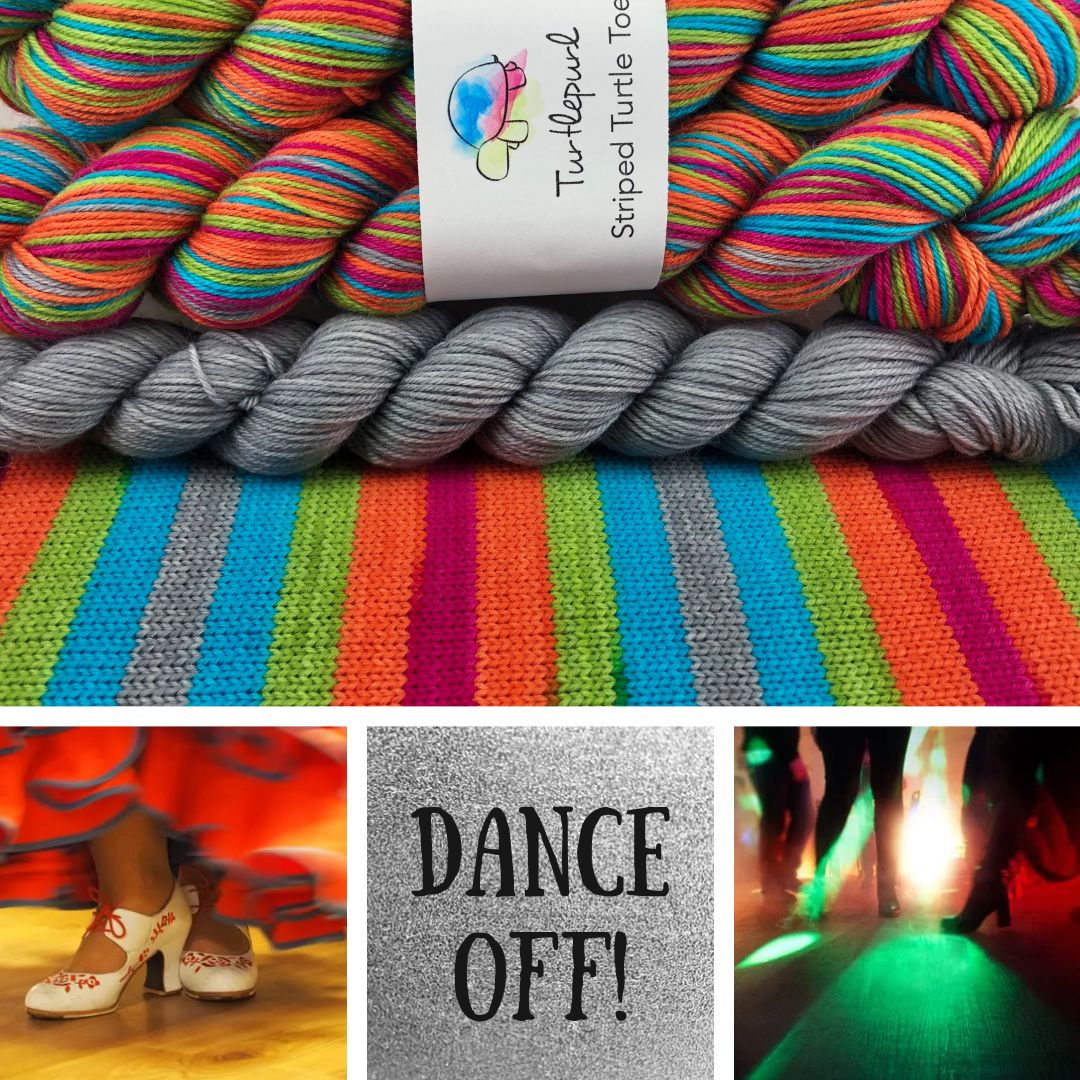 Dance off self-striping sock yarn