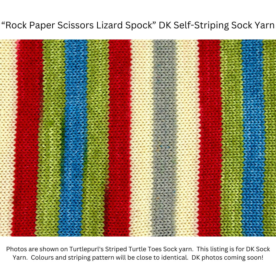 Rock paper scissors lizard spock self-striping sock yarn