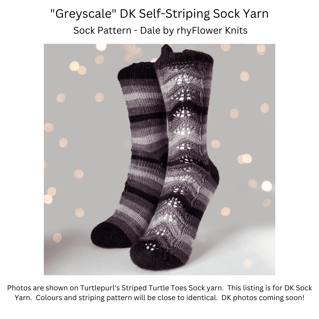 Greyscale Self-striping sock yarn