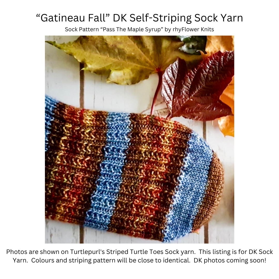 Gatineau fall self-striping sock yarn