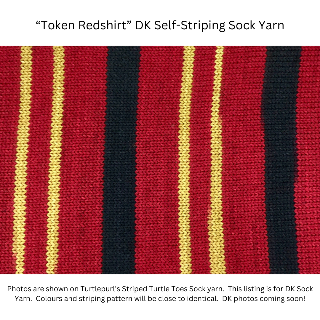 Token redshirt self-striping sock yarn