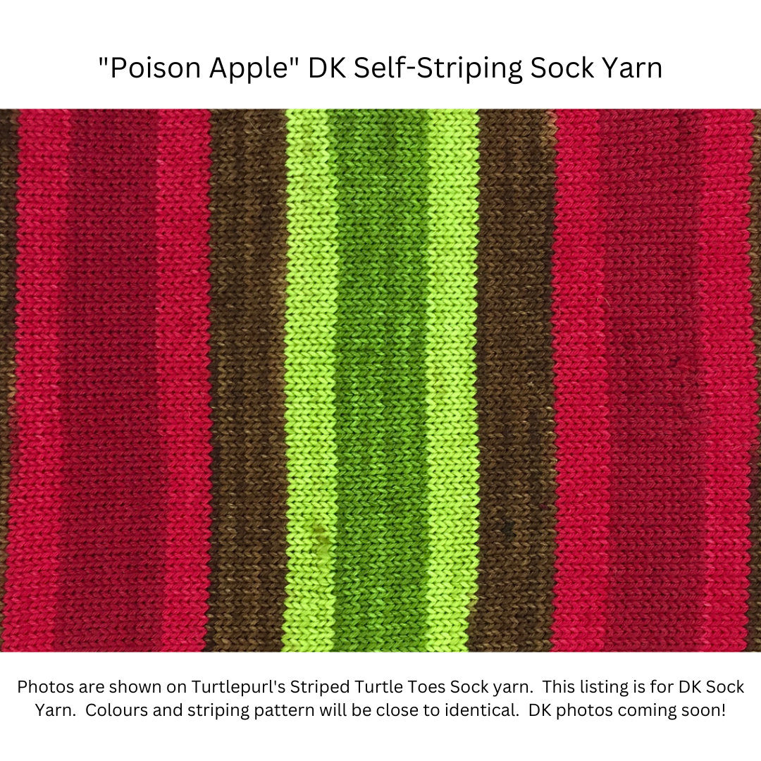 Poison apple self-striping sock yarn
