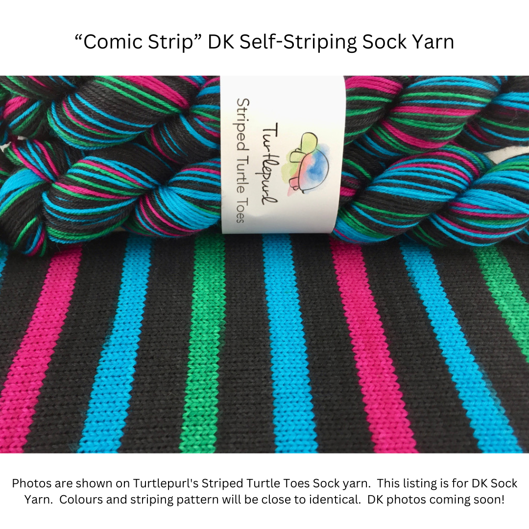 Comic strip self-striping sock yarn