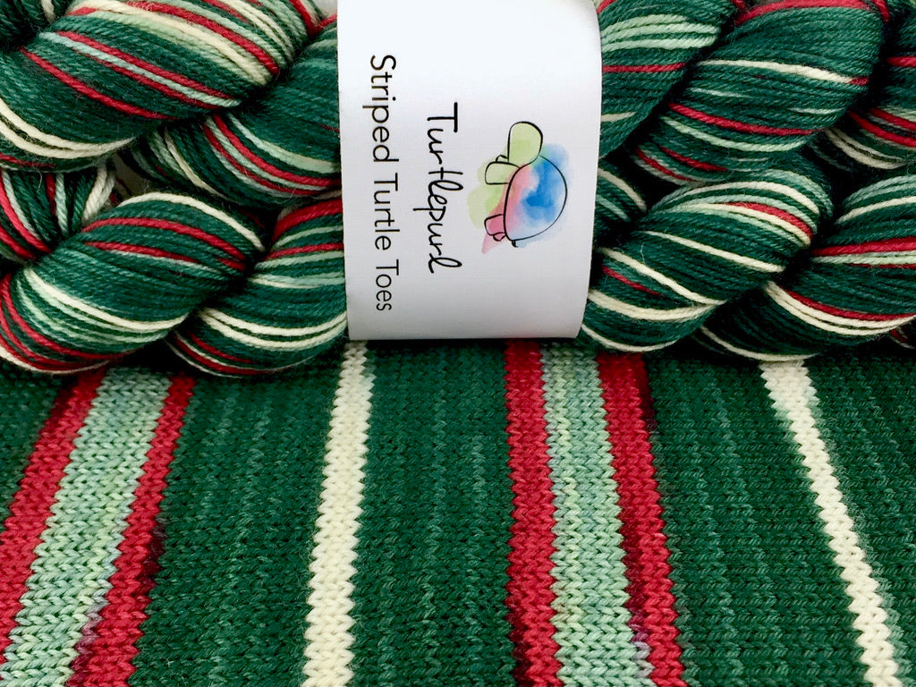 Mistletoe Kisses self-striping sock yarn