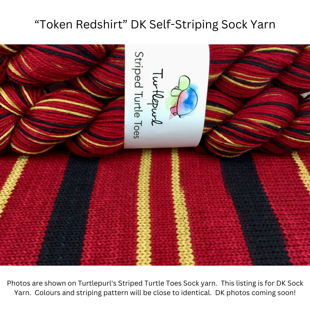 Token redshirt self-striping sock yarn