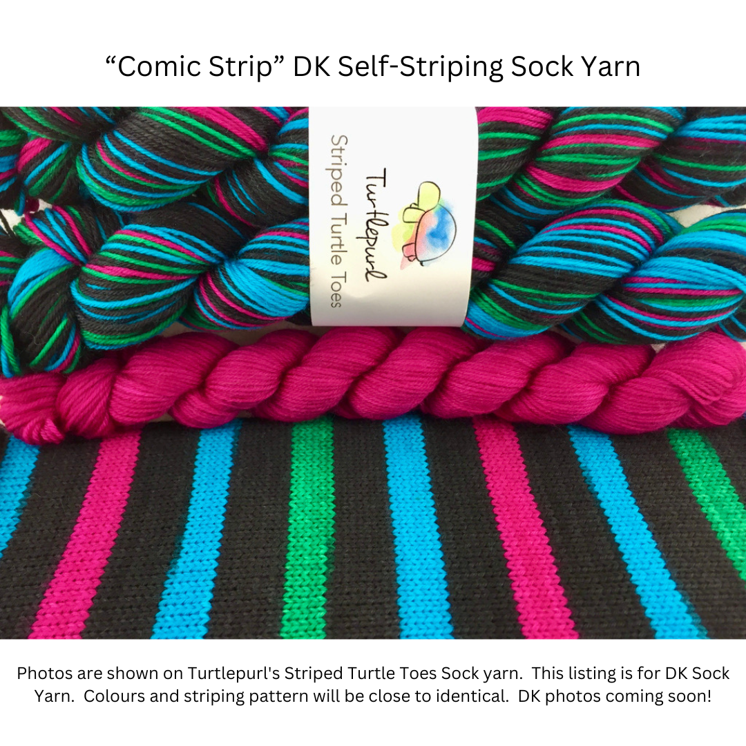 Comic strip self-striping sock yarn