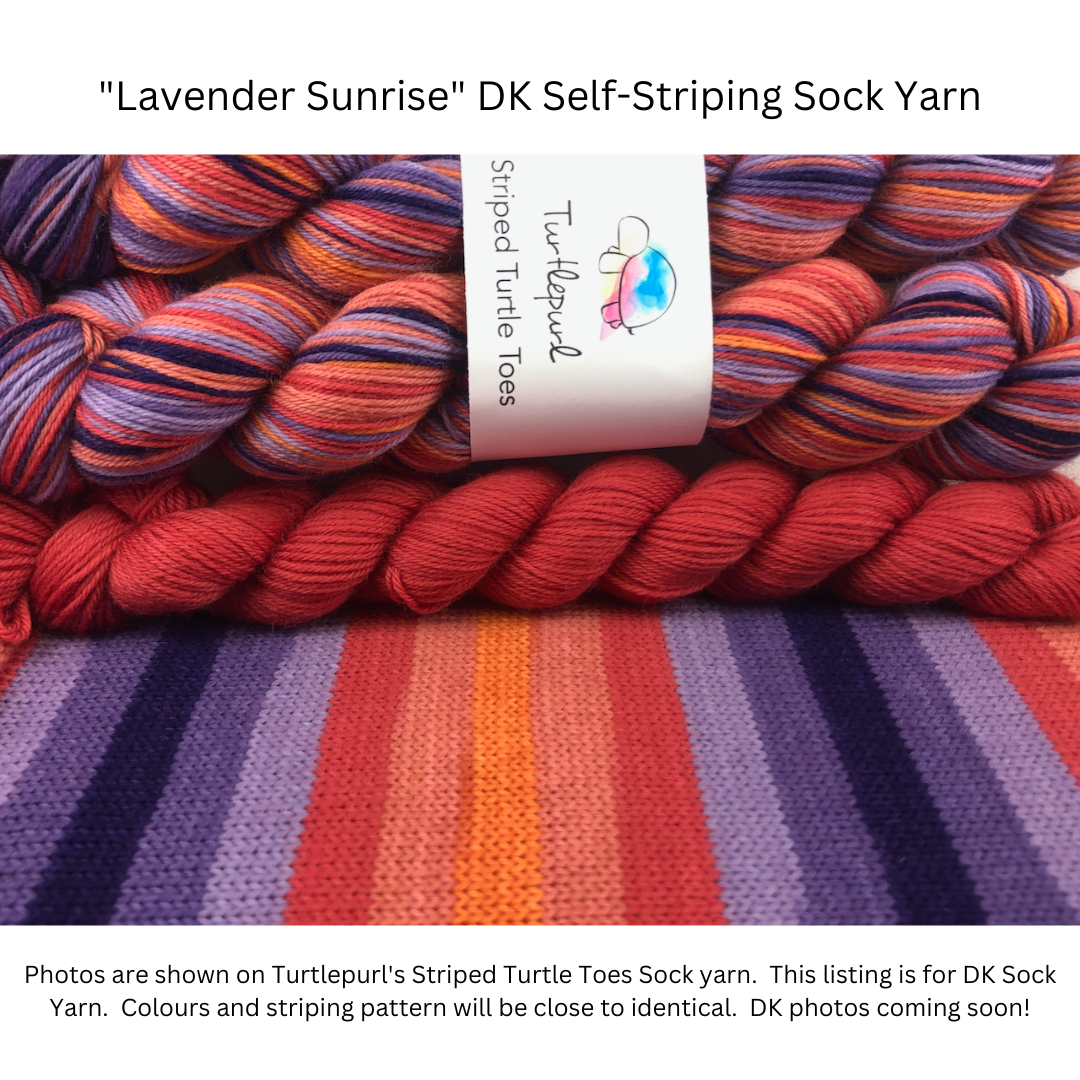 Lavendar sunrise self-striping sock yarn