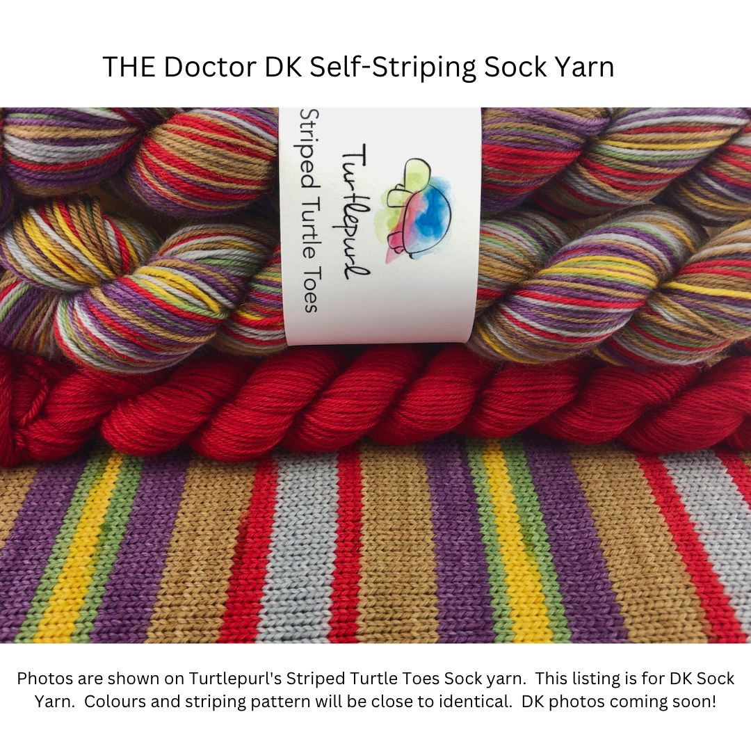 Striped turtle toes self-striping sock yarn