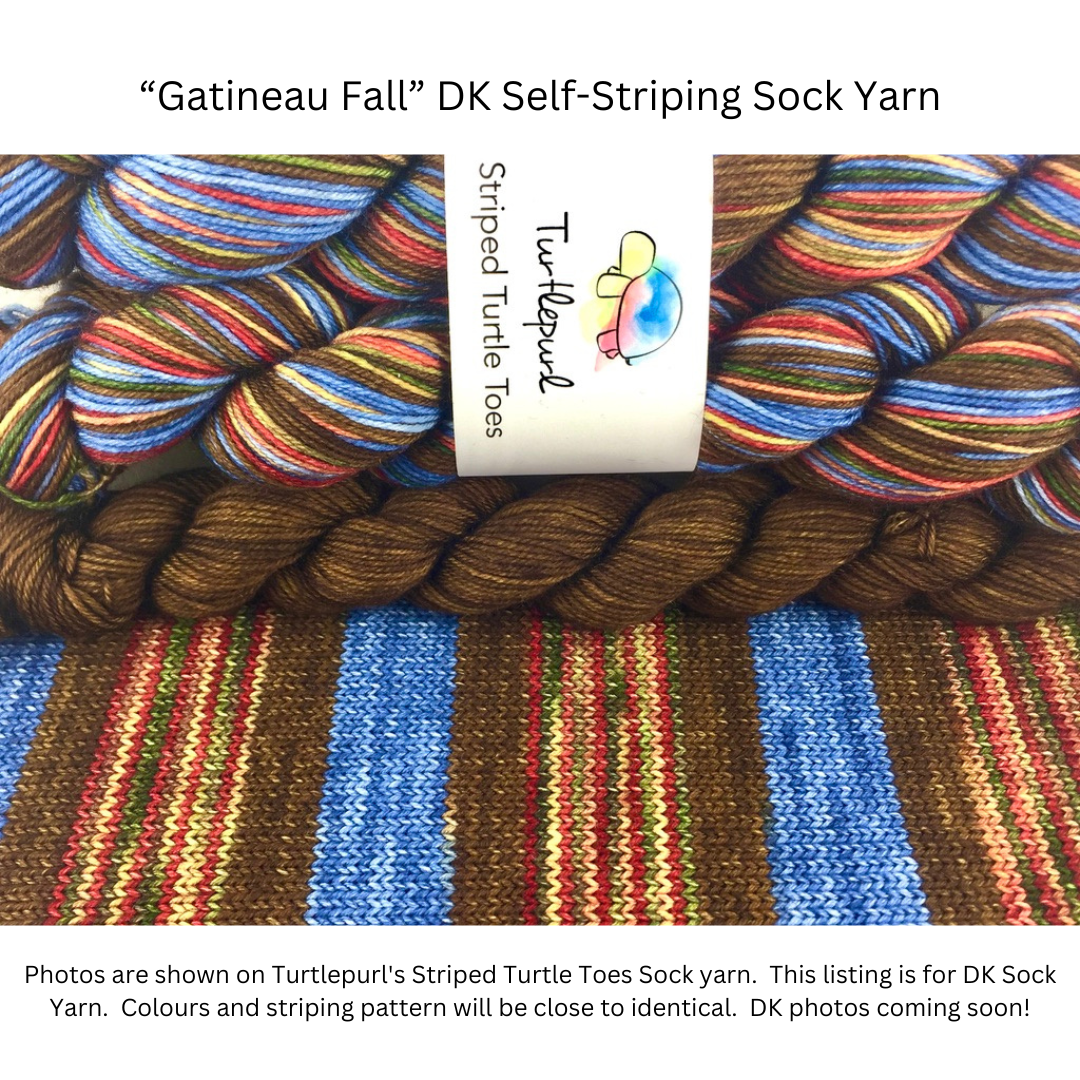 Gatineau fall self-striping sock yarn