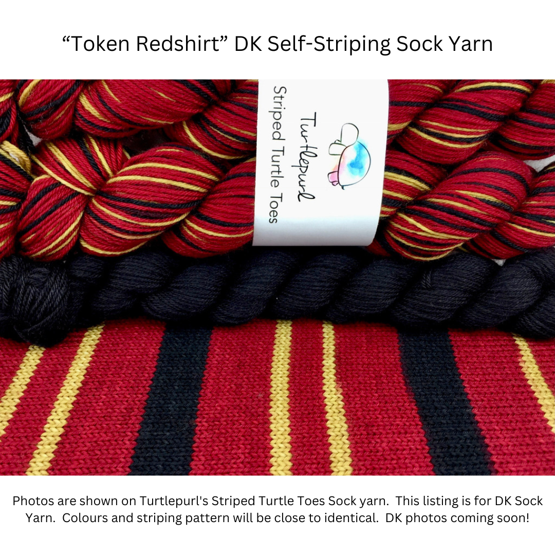 Token redshirt self-striping sock yarn